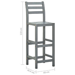 vidaXL Tabourets de bar lot de 2 gris bois d'acacia massif pas cher