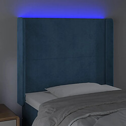 Avis vidaXL Tête de lit à LED Bleu foncé 93x16x118/128 cm Velours