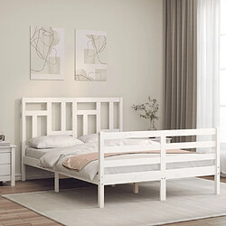 Maison Chic Cadre/structure de lit avec tête de lit pour adulte - Lit Moderne Chambre blanc petit double bois massif -MN68011