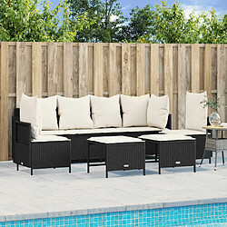 vidaXL Salon de jardin 5 pcs avec coussins noir résine tressée