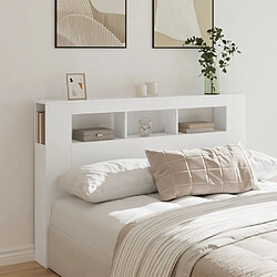 Avis Maison Chic Tête de lit scandinave à LED,meuble de chambre blanc 160x18,5x103,5 cm bois d'ingénierie -MN21047