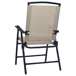 Maison Chic Lot de 2 Chaises de jardin,Fauteuil d'extérieur pliables Textilène Crème -MN27182 pas cher