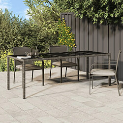 vidaXL Table de jardin gris 250x100x75 cm Verre trempé et poly rotin