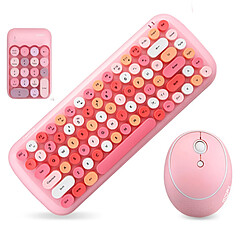 MOFII-Mini clavier et souris sans fil pour filles,Ensemble rose