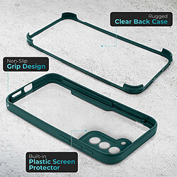 Moozy Coque 360 pour Samsung S22 - Coque transparente à bord vert, protection intégrale double face, coque avec protecteur d'écran intégré pas cher