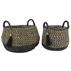 Aubry Gaspard Cache-pots en raphia et en jonc (Lot de 2).