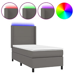 vidaXL Sommier à lattes de lit matelas LED Gris 100x200 cm Similicuir