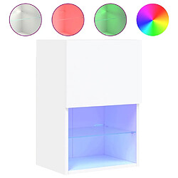 Maison Chic Meuble TV avec lumières LED, Banc TV pour salon, Meuble de rangement blanc 40,5x30x60 cm -GKD13919