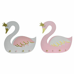 Portemanteau DKD Home Decor Bois Enfant Cygne 40 x 4 x 38,5 cm (2 Unités)