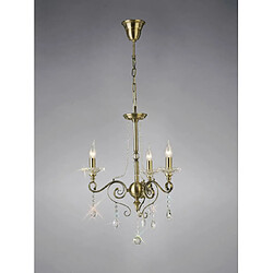 Luminaire Center Suspension Libra 3 Ampoules laiton antique/cristal