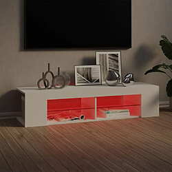 Maison Chic Meubles TV avec lumières LED - Banc TV pour salon blanc 135x39x30 cm -MN54291 pas cher