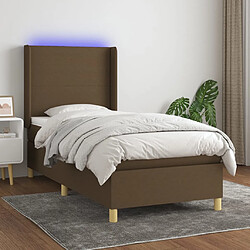 vidaXL Sommier à lattes de lit matelas LED Marron foncé 80x200cm Tissu