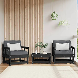 Maison Chic Lot de 2 Chaises de jardin,Fauteuil d'extérieur noir bois massif de pin -MN77951