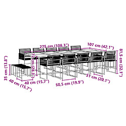 vidaXL Ensemble à manger de jardin 15 pcs noir résine tressée pas cher