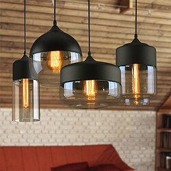 Avis Stoex Lot De 4 Suspension Design Cylindre Style Retro Vintage Contemporain , Lustre Abat-jour en Verre Corde ajustable Luminaire Salle à manger Chambre à Coucher Salon Bar,Café