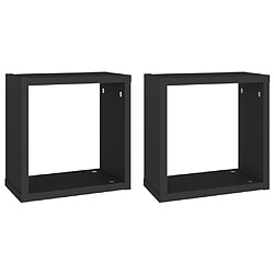 vidaXL Étagères cube murales 2 pcs noir 30x15x30 cm