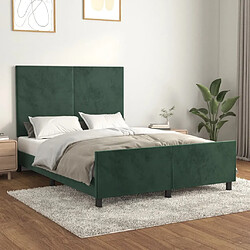 Maison Chic Lit adulte 140x190cm- Cadre de lit avec tête de lit Contemporain pour chambre Vert foncé Velours -MN64867