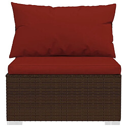 Acheter Maison Chic Salon de jardin 10 pcs + coussins - Mobilier/Meubles de jardin - Table et chaises d'extérieur Marron Résine tressée -MN63857