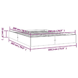 vidaXL Cadre de lit sans matelas bois massif 180x200 cm pas cher