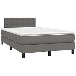 Maison Chic Lit adulte- Lit + matelas + LED,Sommier à lattes de lit matelas LED gris 120x190 cm similicuir -GKD15528