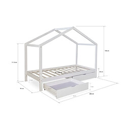 Homestyle4U Lit cabane 90x200 avec tiroirs