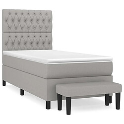 Maison Chic Lit Adulte - Lit simple Lit à sommier tapissier avec matelas moelleux - Meuble de Chambre - Gris clair 90x200 cm Tissu -MN35814