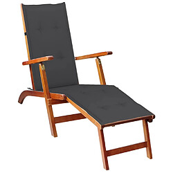 Maison Chic Chaise longue,Chaise de terrasse,Chaise d’extérieur avec repose-pied et coussin Acacia solide -GKD59540