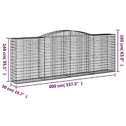 Acheter vidaXL Panier de gabions arqué 400x50x140/160 cm Fer galvanisé