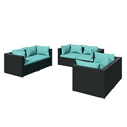 Maison Chic Salon de jardin 6 pcs + coussins - Mobilier/Meubles de jardin - Table et chaises d'extérieur Résine tressée Noir -MN62215