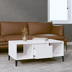 Avis Maison Chic Table basse,Table Console Table d'appoint, Table pour salon Blanc brillant 90x50x36,5 cm Bois d'ingénierie -MN33999