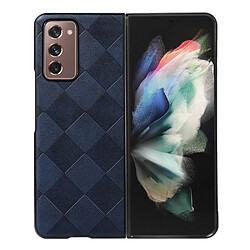 Coque en TPU + PU texture la grille bleu pour votre Samsung Galaxy Z Fold2 5G