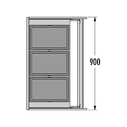 Poubelle encastrable 3 bacs pour meuble coulissant 90L (28+28+28) Hailo Triple XL