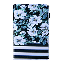 Etui en PU Titulaire de la carte d'impression de motifs antichoc fleur blanche pour votre Samsung Galaxy Tab A7 Lite 8.7 (2021) T220/T225