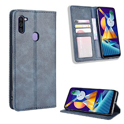 Etui en PU style vintage bleu pour votre Samsung Galaxy A11