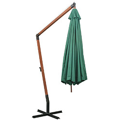 Avis vidaXL Parasol suspendu avec poteau en bois 350 cm vert