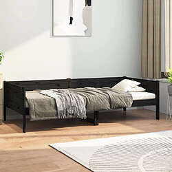 Maison Chic Lit de jour, Lit de repos pour Salon Chambre,Canapé-lit,Lit d'invité Noir Bois de pin massif 90x190 cm -MN54315