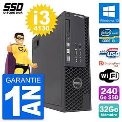 PC Dell Precision T1700 SFF Intel i3-4130 RAM 32Go SSD 240Go Windows 10 Wifi - Occasion