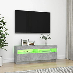 Avis vidaXL Meuble TV avec lumières LED gris béton 100x35x40 cm