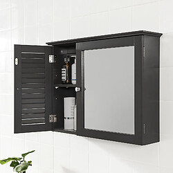 SoBuy BZR55-DG Armoire Miroir Meuble Haut de Salle de Bain Armoire Suspendue avec Porte Miroir Commode Meuble de Range