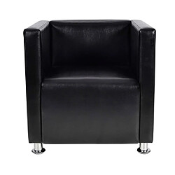 vidaXL Fauteuil cube noir similicuir