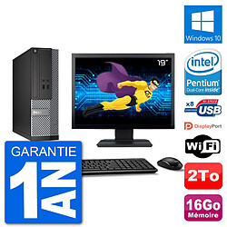 PC Dell Optiplex 3020 SFF Ecran 19" G3220 RAM 16Go Disque 2To Windows 10 Wifi - Occasion