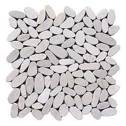 Pegane Plaque de mosaïque / carrelage mosaïque mur et sol en pierre naturel blanche mate - 33 x 33 cm 