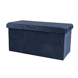 Toilinux Banc de rangement pliable Kube en velours - Bleu