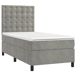 Avis Maison Chic Lit adulte- Lit + matelas,Sommier à lattes de lit et matelas Gris clair 90x200 cm Velours -GKD32733