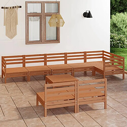 Maison Chic Salon de jardin 9 pcs - Table et chaises d'extérieur - Mobilier/Meubles de jardin Moderne Bois de pin massif Marron miel -MN14290