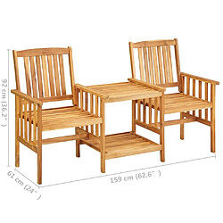 vidaXL Chaises de jardin avec table à thé 159x61x92 cm Bois d'acacia pas cher