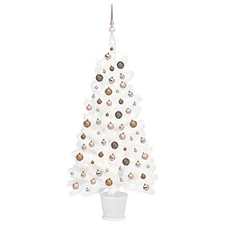 vidaXL Arbre de Noël artificiel pré-éclairé et boules blanc 90 cm