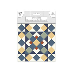 Sudtrading 6 Stickers carreaux de ciment - 15 x 15 cm - Jaune et marron