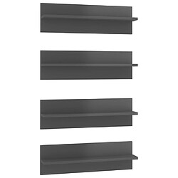 vidaXL Étagères murales 4 pcs gris brillant bois d'ingénierie