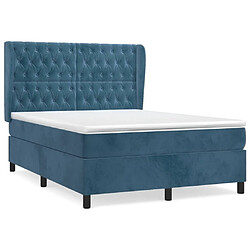 Maison Chic Lit Adulte - Lit simple Lit à sommier tapissier et matelas moelleux - Meuble de Chambre - Bleu foncé 140x200cm Velours -MN12528